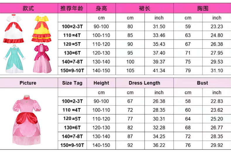 Patchwork Fluffy Long Cosplay Dress for Children's Carnival Brigitte Princess Dress up