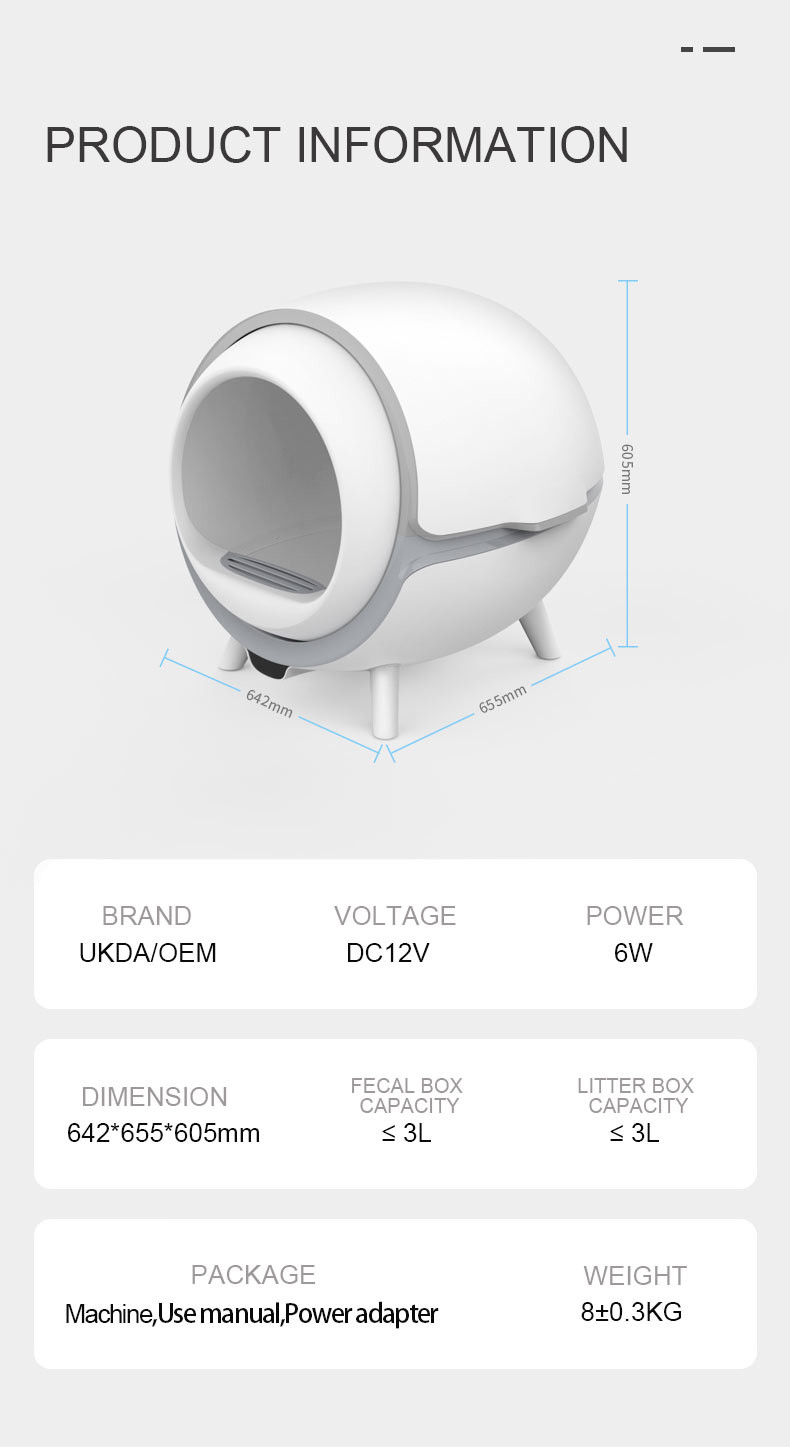 Automatic Self Cleaning Cat Toilet Fully Enclosed Indoor 6W 11.5Kg