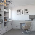 Modern White Shaker Kitchen Cabinets With Laminated Half Bullnose Countertop