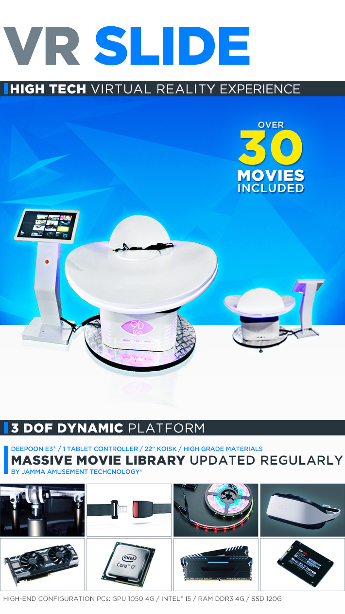 VR Slide 9D Virtual Reality Simulator 360 Vision Simple Interface Customized Color For Adults