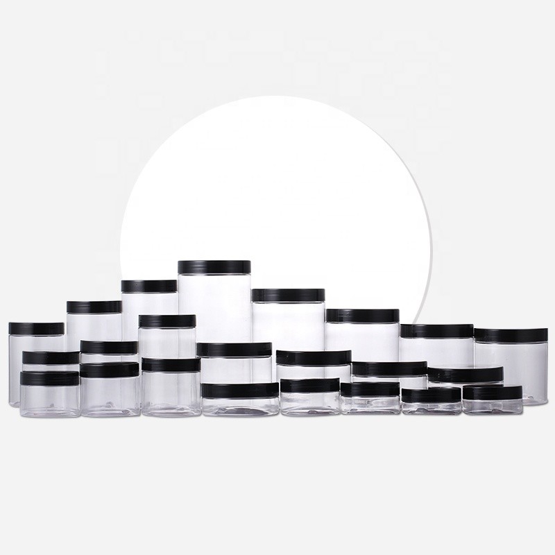 Clear Food Container Plastic Storage Jars 4oz 8oz With Plastic Lid Metal Lid
