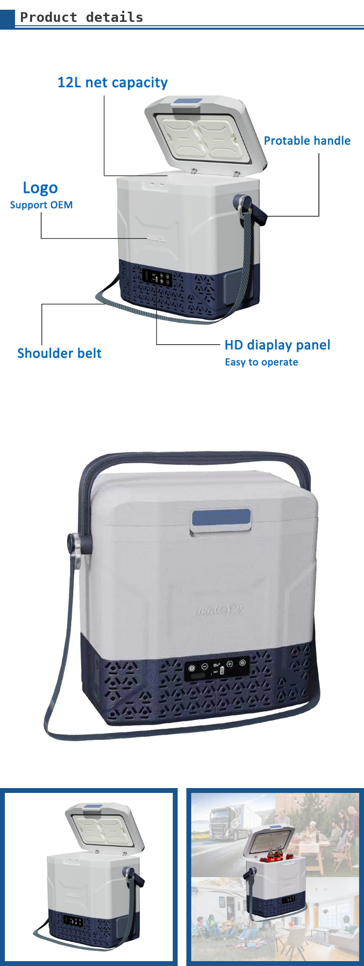 Portable DC And AC Compressor Refrigerator Camping Freezer Travel Cooler