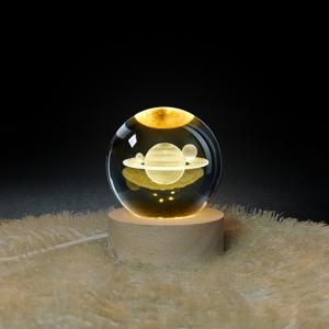 Quality 3D Crystal Ball Night Light Globe Table Lamp With Wooden Base Moon Lamp Children'S Birthday Gift Novel Home wholesale