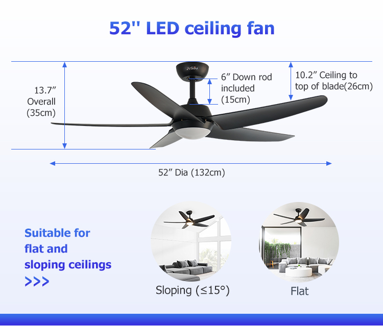 Energy Saving Decorative LED Ceiling Fan with Light and 6 Speed Choice Remote Control