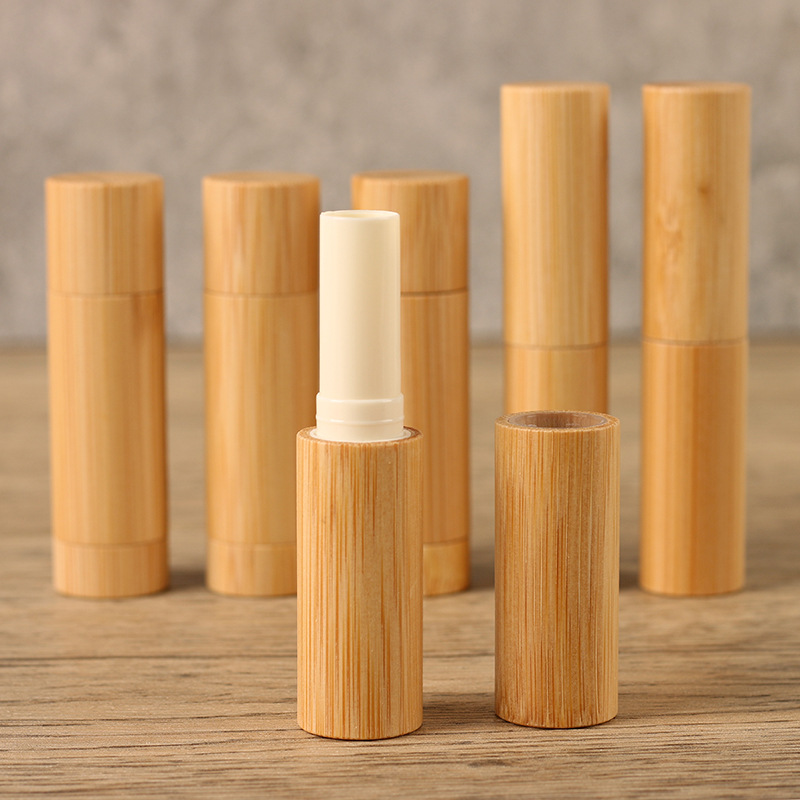 Custom Logo Bamboo Twist up Lipstick Tubes 5g Eco Friendly Empty Mini Unique Lip Balm Tube with Customized Accepted