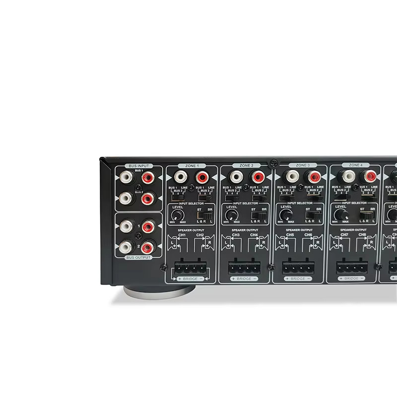 Powerful Multi Zone Stereo Amplifier 19 Inch Rack Mount 900 Watts With Speaker Selector Volume Control