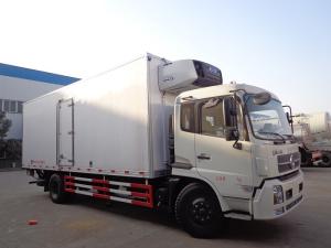 Quality Dongfeng 10 Ton Refrigerated Truck , -15 ℃ Refrigerated Delivery Truck With Rear Hydraulic Loading Plate wholesale