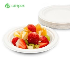 Quality Eco Friendly Biodegradable Sugarcane Paper Plates 7inch Dinner Foods Disposable wholesale