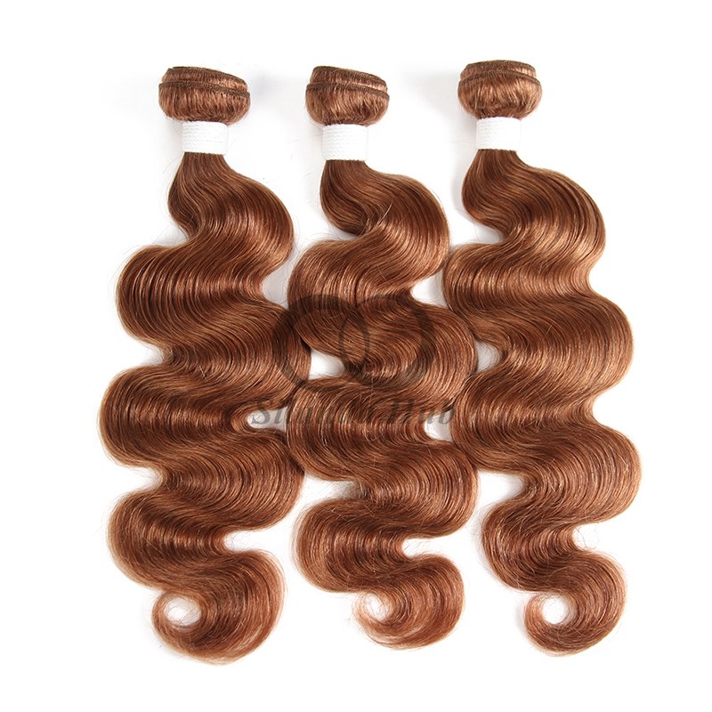 #30 Medium Auburn Body Wave Remy Human Hair Bundles Sew In Weave Bundles Brazilian Bundle Deals