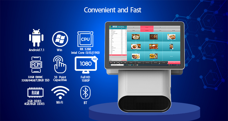 SDK Function 15.6" Full HD 1080P Dual Screen Self-Service Machine with Thermal Printer