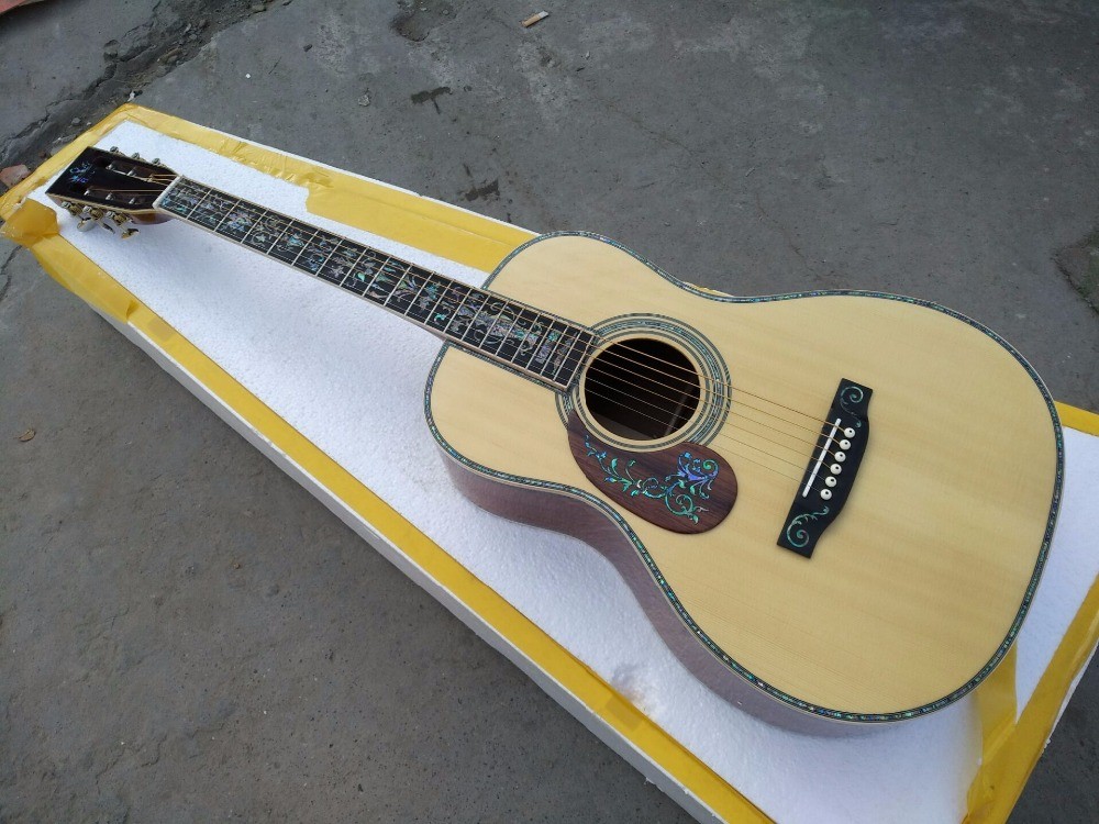 Customized acoustic guitar, 43 inch Jumbo guitar, Quilt Vine Viper red, Guitarra acustica