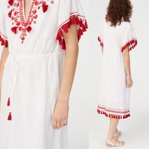 Quality Embroidery Tassel Boho Cotton Dress Women wholesale