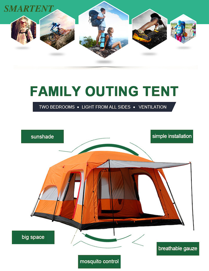 Waterproof Automatic Family Camping Tent 190T Polyester PU3000MM Green