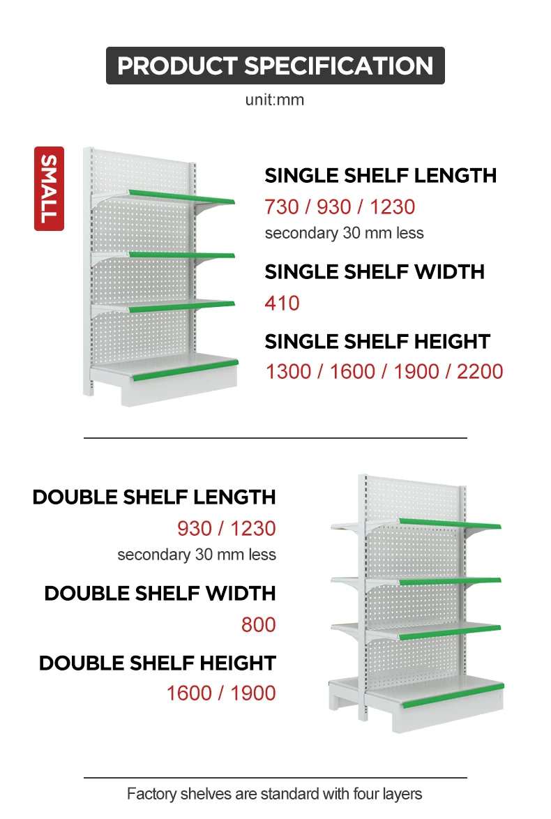 4 Layer Supermarket Display Rack Adjustable Shelf Height Removable