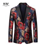 Men's Gold Velvet Casual Suit Slim Fit Velveteen Jacket for Stage Performance