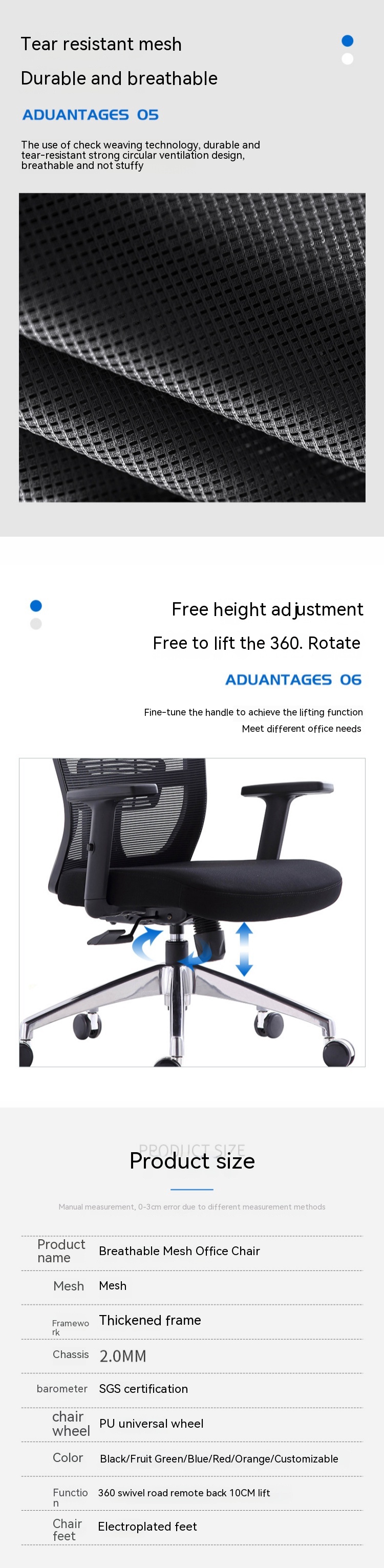 Office Chair Mesh Task Chair Medium Back High Back Conference Room Swivel PC Chair