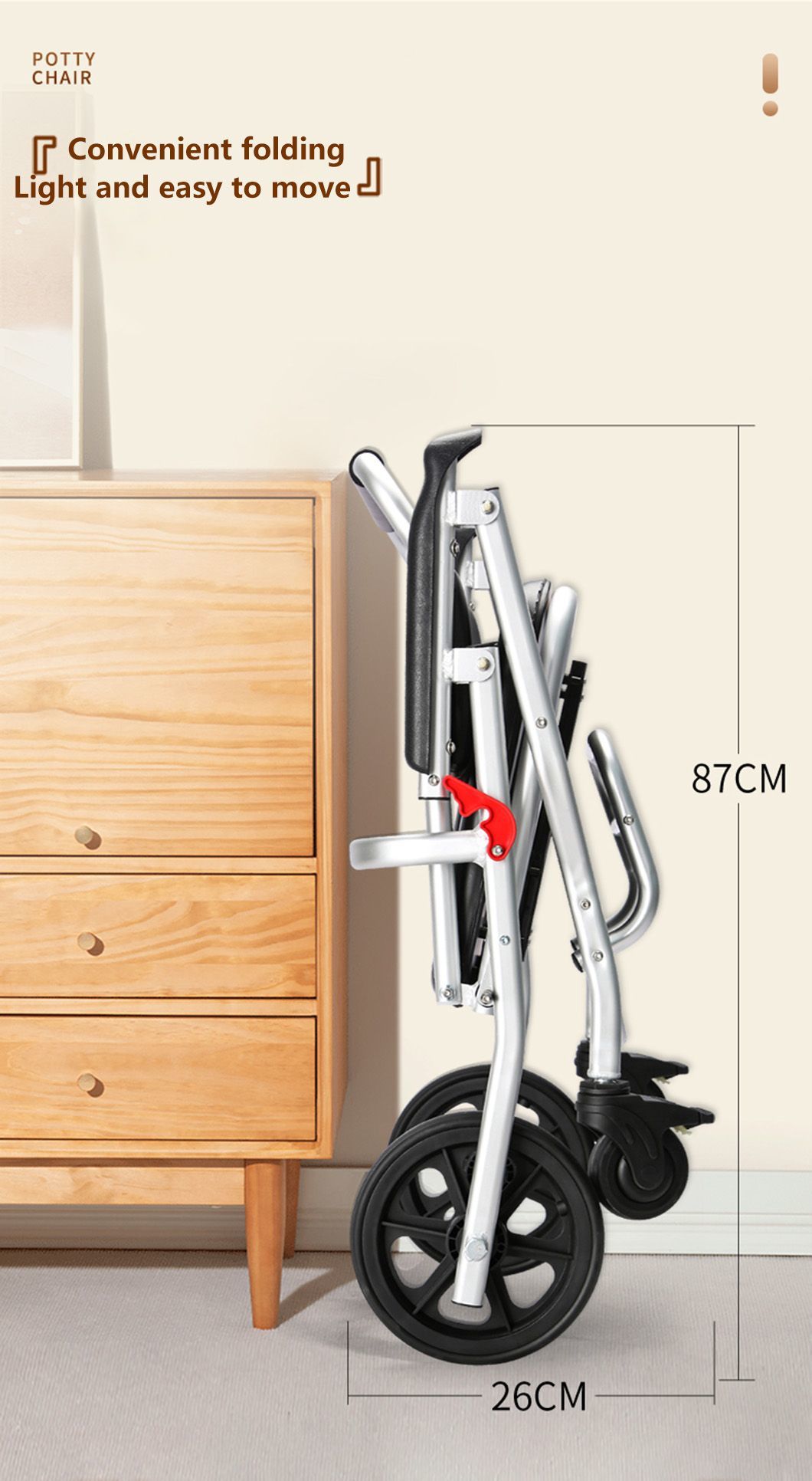 Folding Commode Shower Chair with Bedpan/Home Careor Health Care Toilet Commode Chair/Wheelchair
