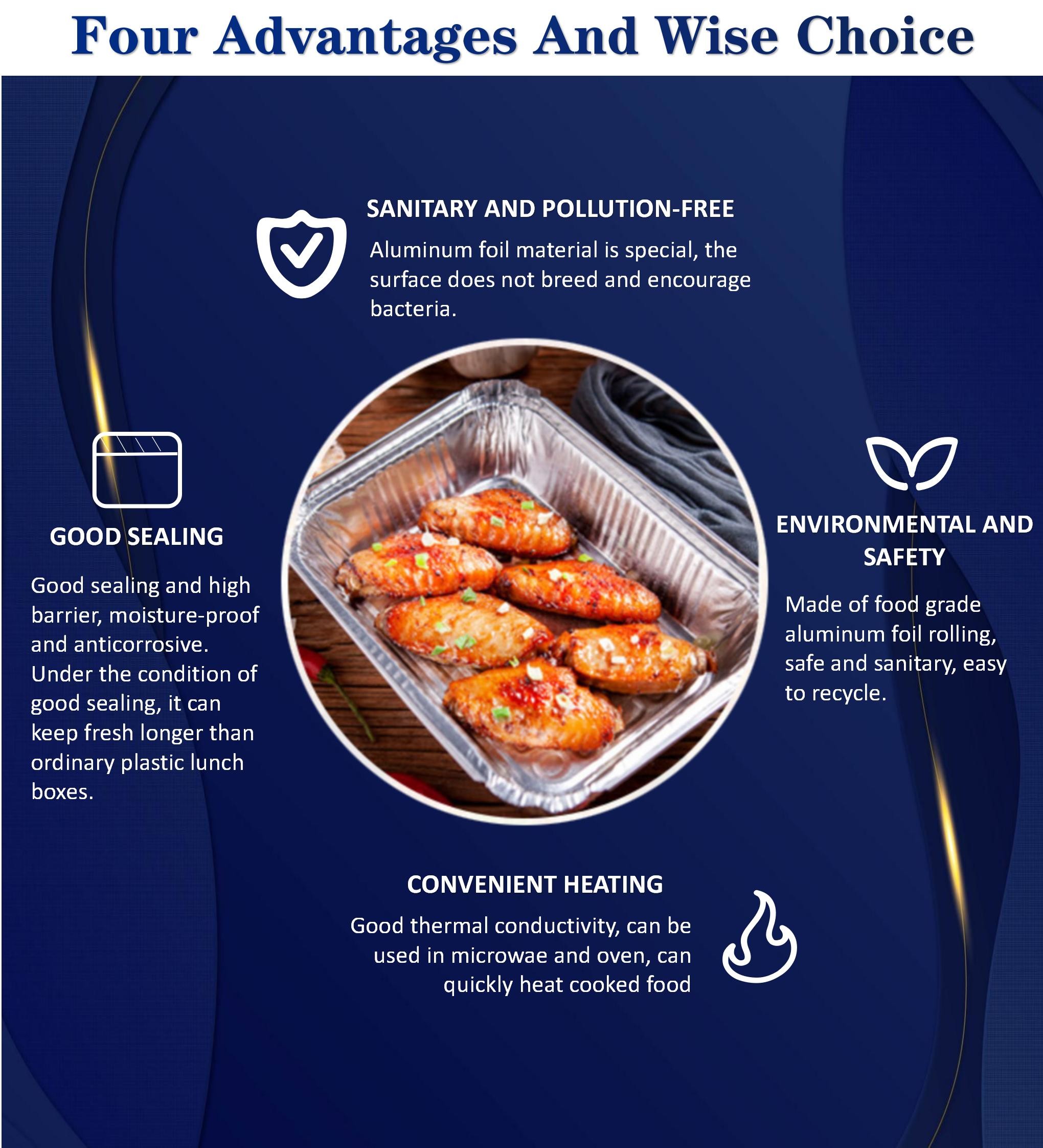 8 Inch Foil Lunch Box Container With Cover 215*175*43mm Manufacturer BBQ Takeout Food Container