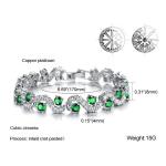 Platinum Plated Green Cubic Zirconia Tennis Bracelet for Women Jewelry