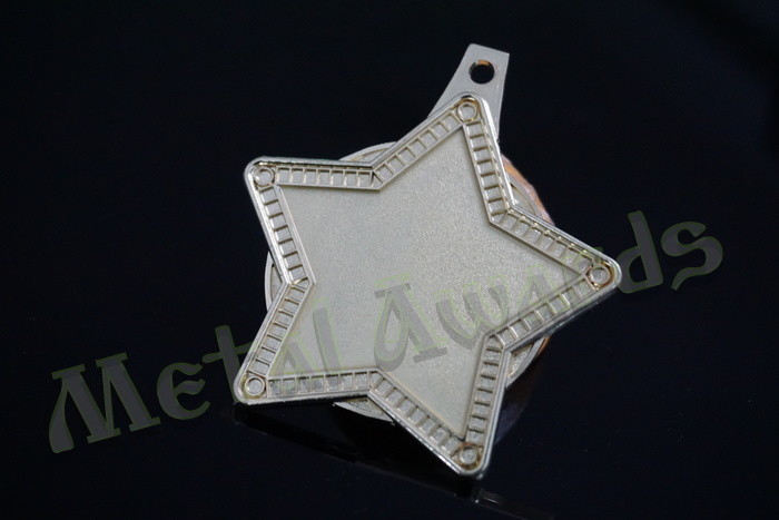 Blank Silver Star Medal , Laser Engraved Medals With Insert Recessed Silver Plating