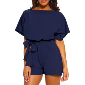 Quality Casual Loose Women Summer Short Pants Solid Color One Piece Women Jumpsuit wholesale