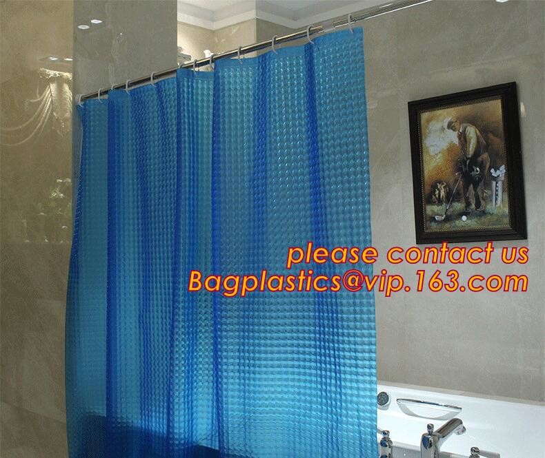 SCENERY PRINTING POLYESTER SHOWER CURTAIN, custom 3d eva shower curtain for bathroom, Popular cotton hooks polyester tex