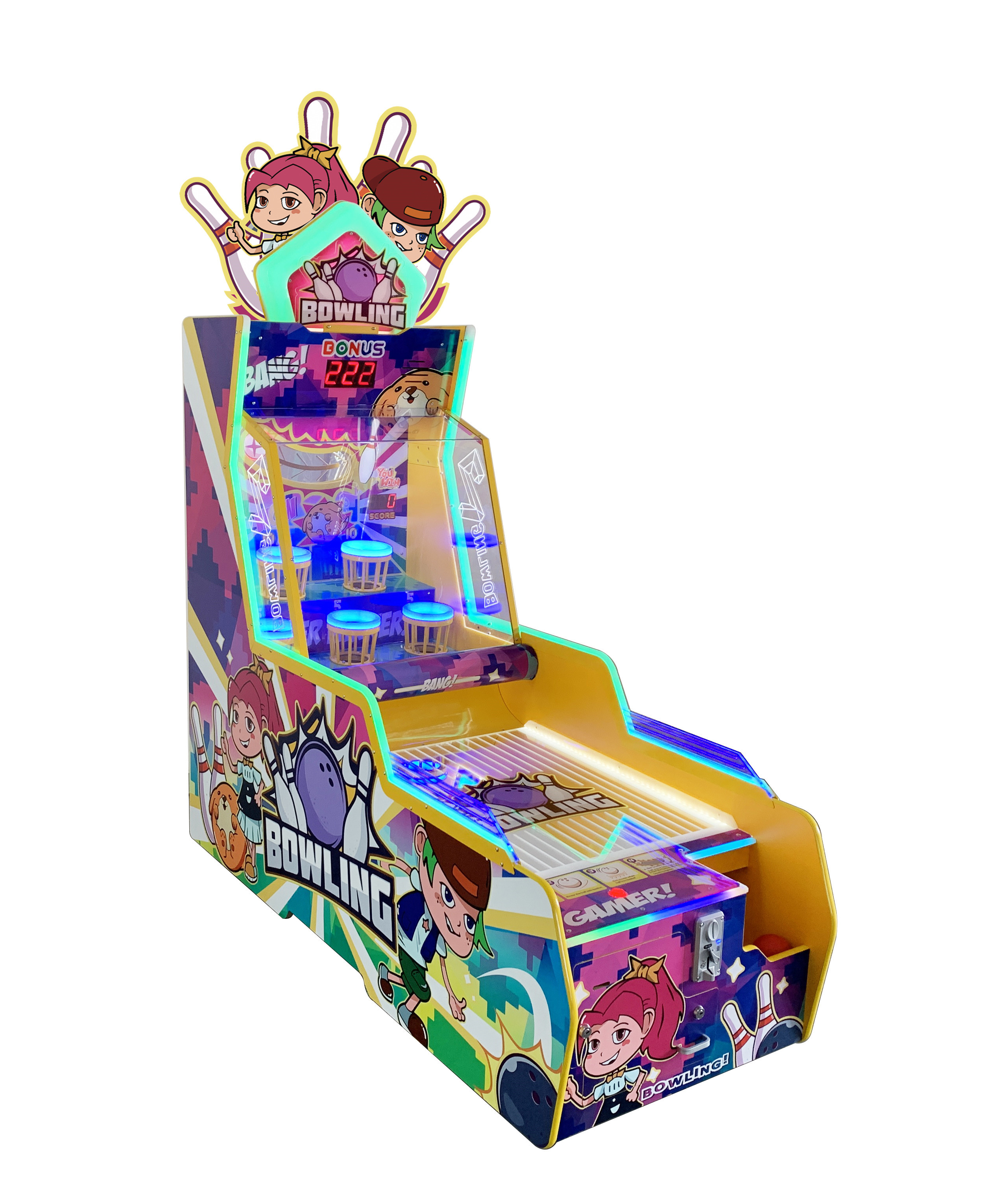 1P single player mini bowling ticket game machine for kid game center, Bowling Big Dunk single