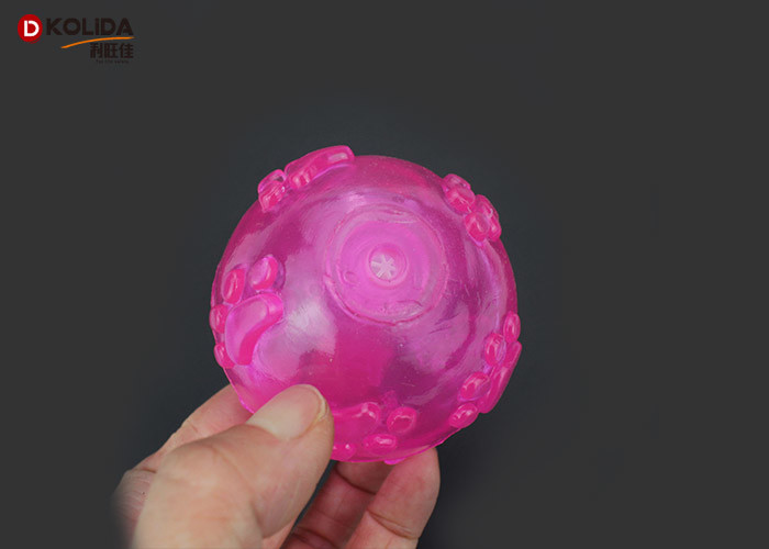 Elastic Light Up Balls Pink / Blue Color Rubber Material For Dog / Cat Molar