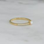 Women's Minimalist Design 925 Sterling Silver 18K Gold White Zircon Opal Ring