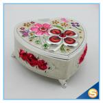 Hand Oil Printed Metal Storage Box for Jewelry with Beautiful Flowers