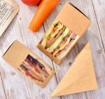 Oil Proof Tiangle Sandwich Packaging Box 330gsm Kraft Paper Food Packaging