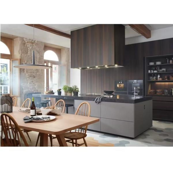 Waterproof Fireproof Advantage in Modern Style Veneer Wood Kitchen Cabinet and