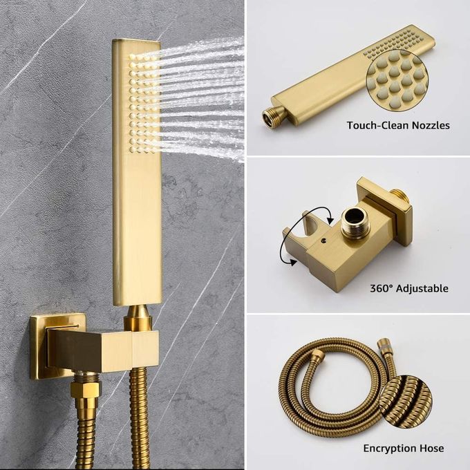 8 Inch 0.6MPA Shower Faucet Set Wall Mounted Brushed Golden Color for bathroom