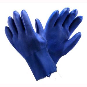Quality Impermeable PVC Work Gloves , Blue Color PVC Coated Gloves For Electrical wholesale