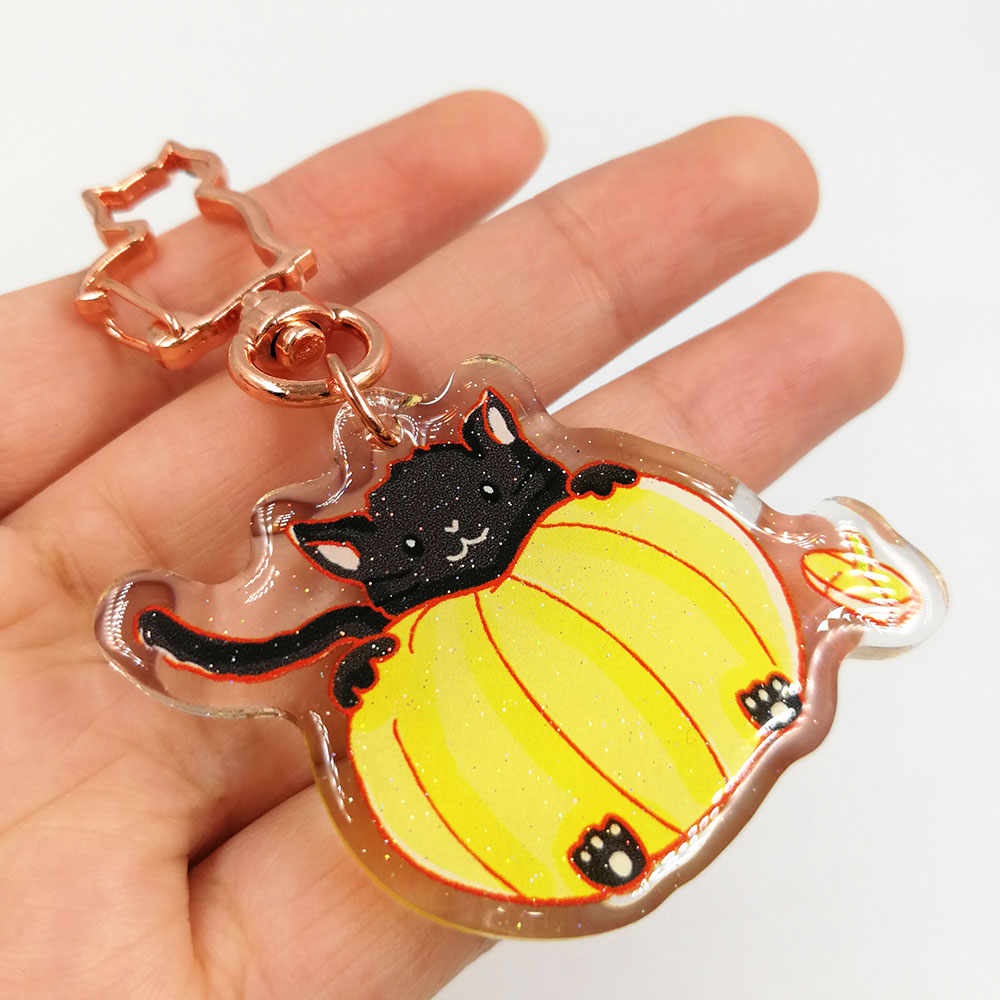 Custom halloween design double epoxy coated charm acrylic glitter cartoon charm for kids festive gifts