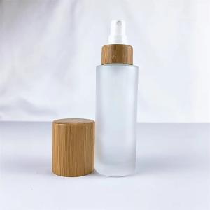 Quality Glass Shampoo Cosmetic spray Pump Bottle With Bamboo Cap wholesale