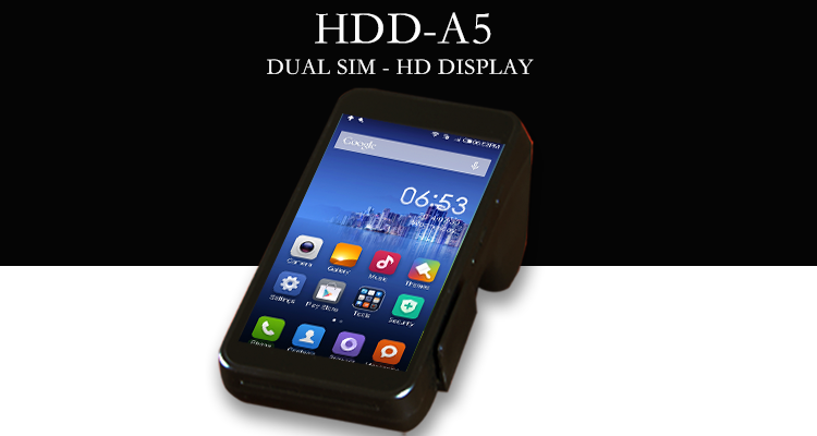 Quick Print Handheld POS System with HD720P 5.5inch Display 7.4V Battery and NFC Card Reader