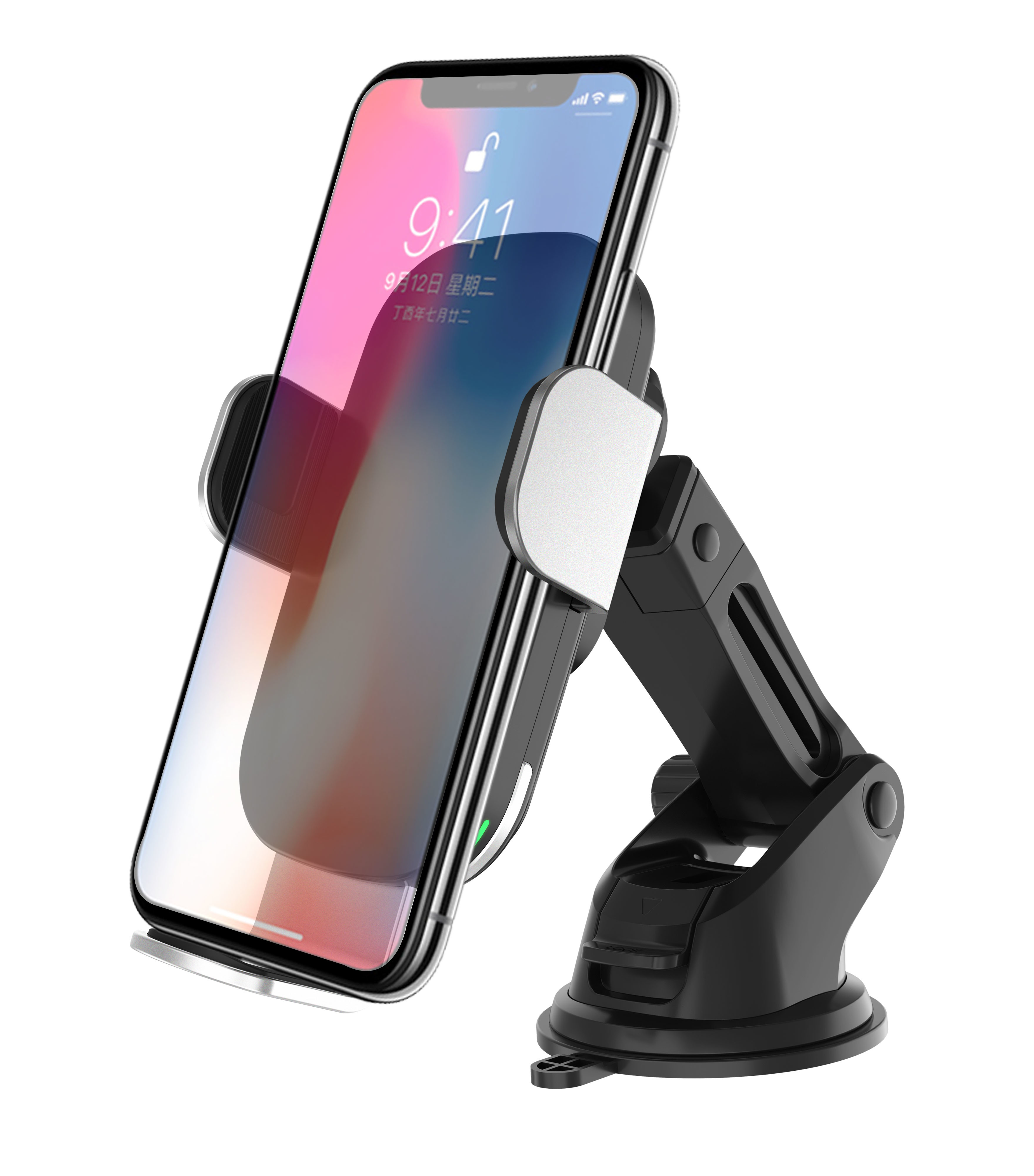 Silicon Rubber Coil QI Smart Sensor Wireless Charger Car Mount