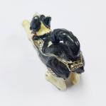 Cat trinket jewelry box metal cat figure bejeweled box cat enamel trinket box