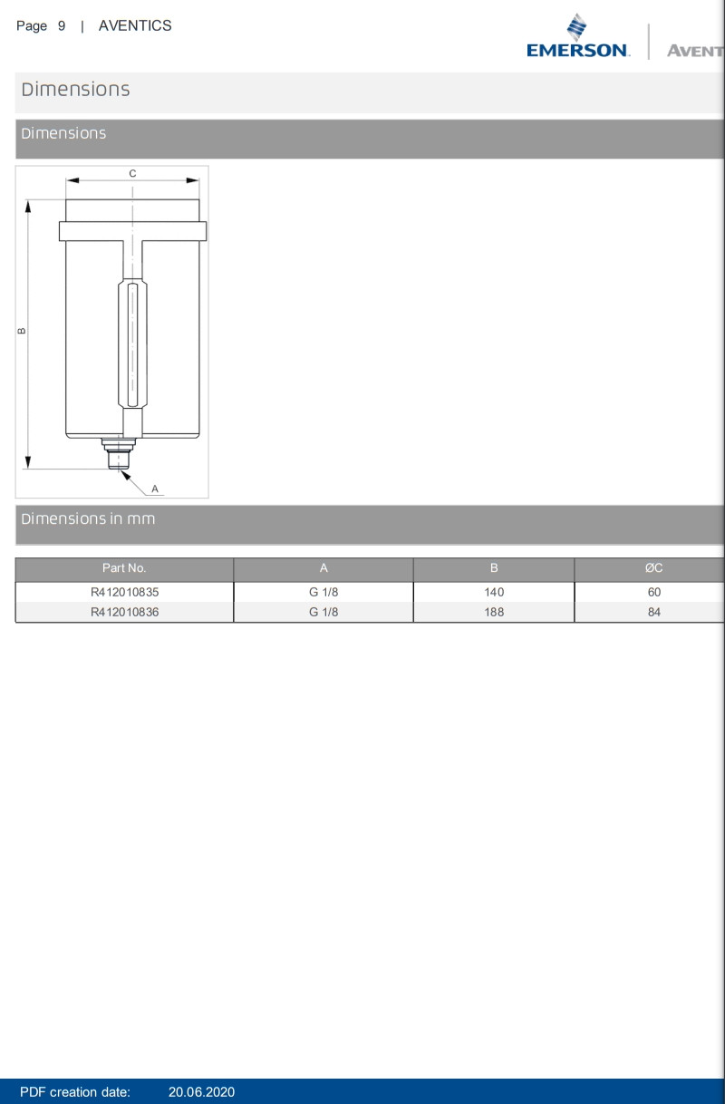 AVENTICS Metal Air Reservoir Series NLC – CLS – SSS – HO – R412010835