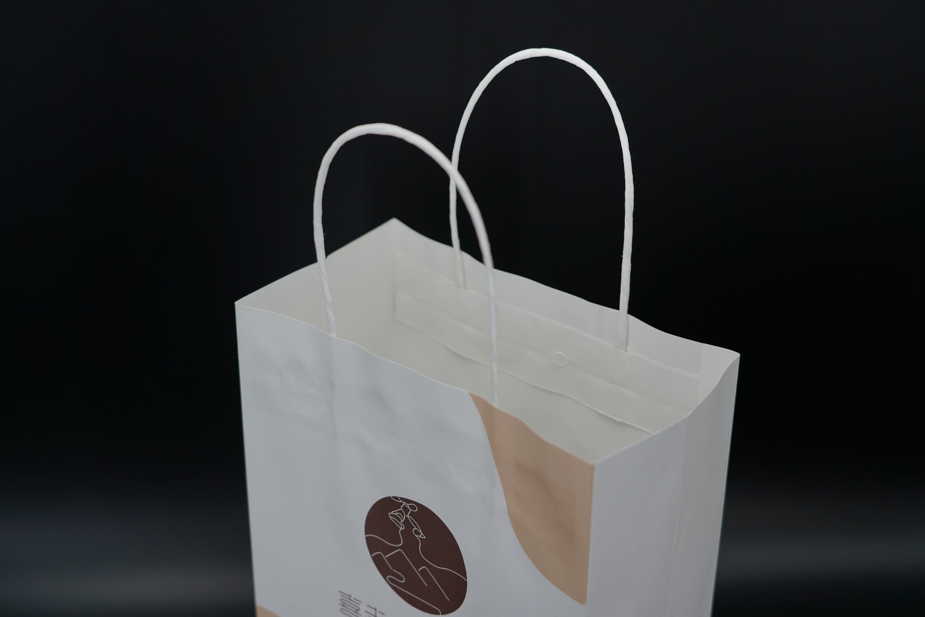 Customized Personalized Paper Bags White Kraft Bags With Handles Twisted FSC