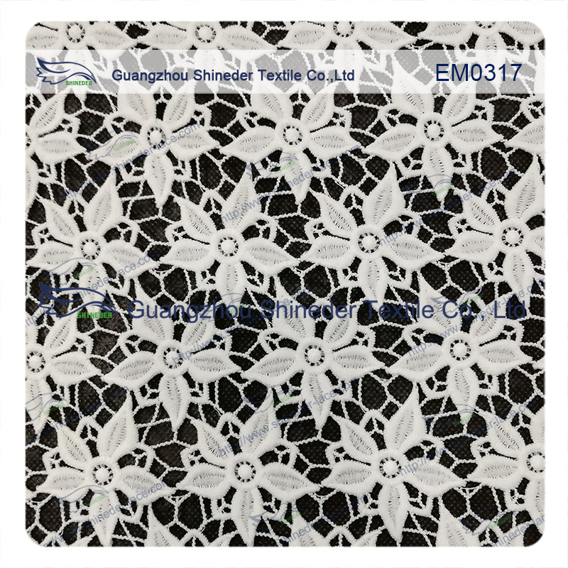 Five-Petal Flower Embroidered Lace Fabric for garment/ladies dress/wedding dress