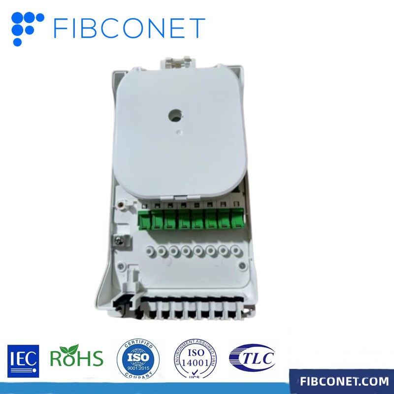 Waterproof 1x8 Splitter SC APC Simplex Fiber Optic Distribution Box for 8/16 Cores FTTH
