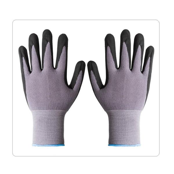 Nitrile Dotted 15 Gauge Seamless Grey Nylon Spandex Knit Work Gloves For