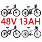 500W 26 Inch Wheel Folding Electric Bike 13AH Carbon Steel Frame