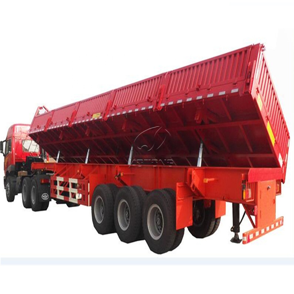 Standard Landing Gear 60 Cubic Meter Hydraulic Side Tractor Tipper Dump Semi Trailer