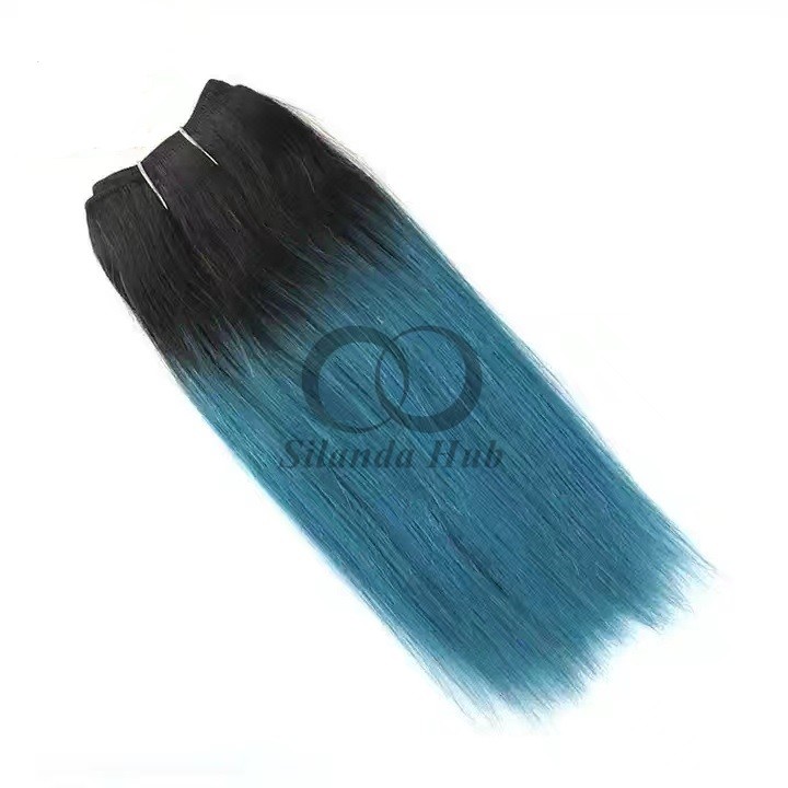 #T1B/Blue Straight Remy Human Hair Bundles Sew In Weave Bundles Brazilian Bundle Deals