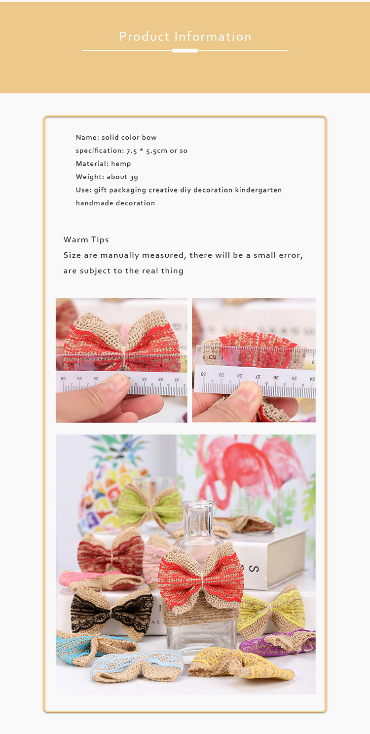 Factory Direct Handmade Diy Lace Bow New Clothing Accessories Color Linen Flower Can Be Customized