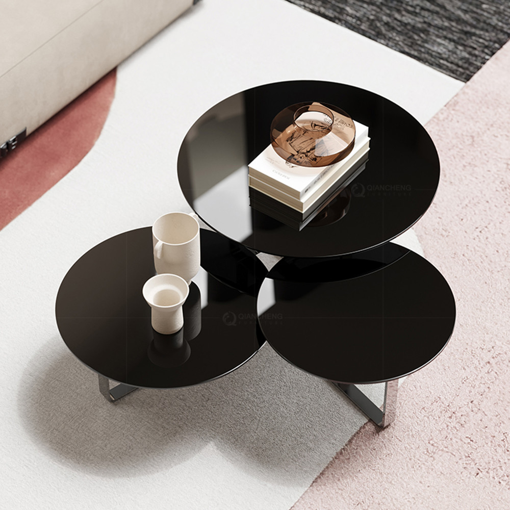 Three Comnbined SS Coffee Table Artificial Marble Home Furniture