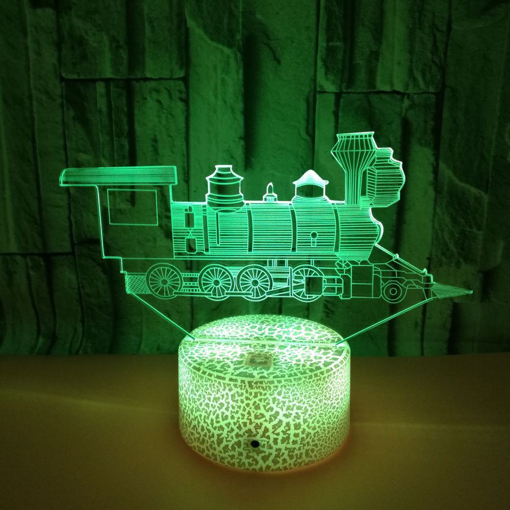 New custom OEM logo sign train 3D night light Colorful abstract illusion light Gift small table lamp